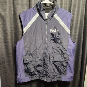 Stan Herman Fedex Vest Men's Large Reflective Nylon Full Zipper Sleeveless